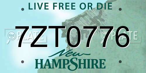 7ZT0776 New Hampshire License Plate