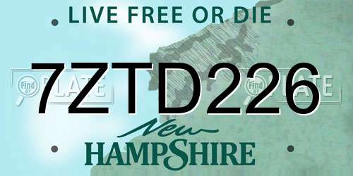 7ZTD226 New Hampshire License Plate
