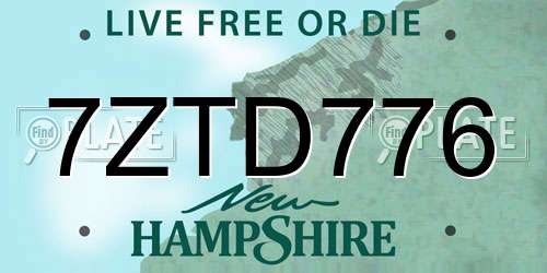 7ZTD776 New Hampshire License Plate