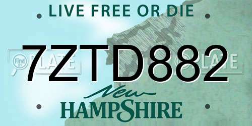 7ZTD882 New Hampshire License Plate