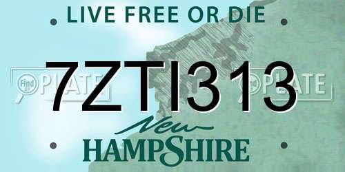 7ZTI313 New Hampshire License Plate