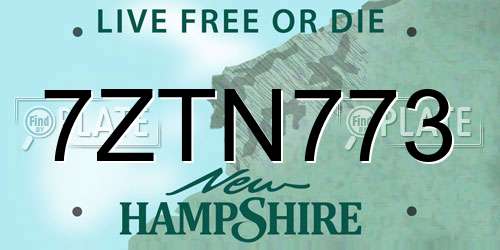 7ZTN773 New Hampshire License Plate
