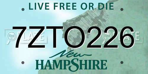 7ZTO226 New Hampshire License Plate