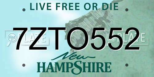 7ZTO552 New Hampshire License Plate