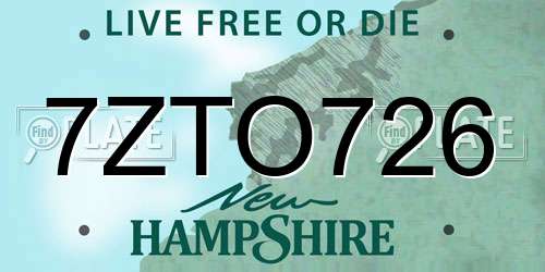 7ZTO726 New Hampshire License Plate