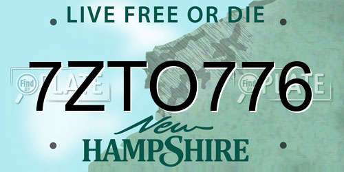 7ZTO776 New Hampshire License Plate