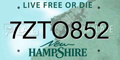 7ZTO852 New Hampshire License Plate