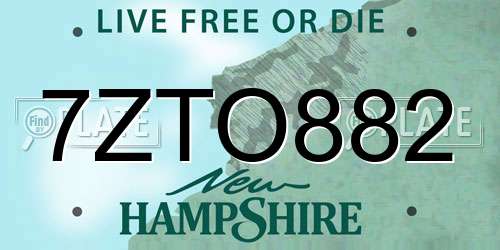 7ZTO882 New Hampshire License Plate