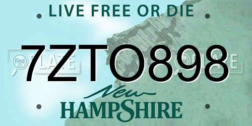 7ZTO898 New Hampshire License Plate