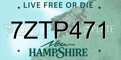 7ZTP471 New Hampshire License Plate