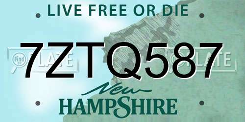 7ZTQ587 New Hampshire License Plate