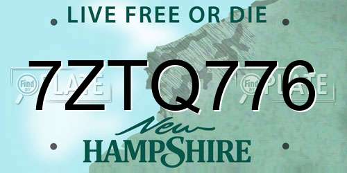7ZTQ776 New Hampshire License Plate