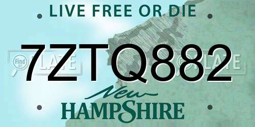 7ZTQ882 New Hampshire License Plate