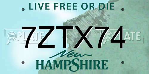 7ZTX74 New Hampshire License Plate