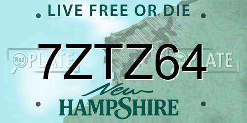 7ZTZ64 New Hampshire License Plate