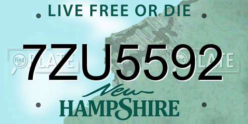 7ZU5592 New Hampshire License Plate