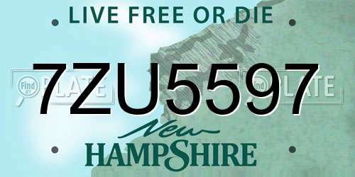 7ZU5597 New Hampshire License Plate