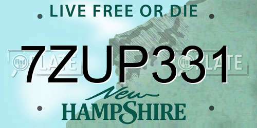 7ZUP331 New Hampshire License Plate