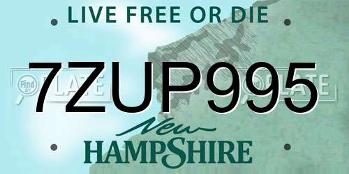 7ZUP995 New Hampshire License Plate