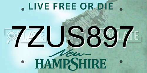 7ZUS897 New Hampshire License Plate