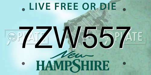 7ZW557 New Hampshire License Plate