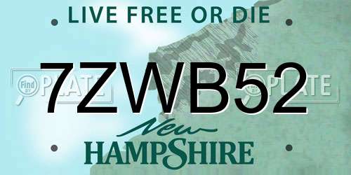 7ZWB52 New Hampshire License Plate