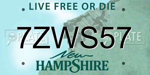 7ZWS57 New Hampshire License Plate