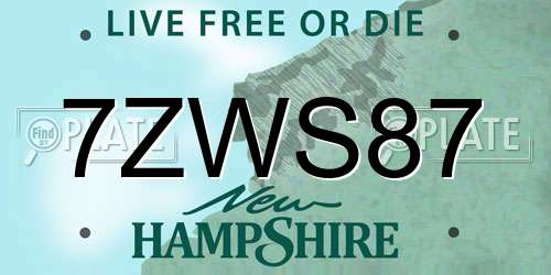 7ZWS87 New Hampshire License Plate