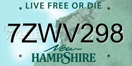 7ZWV298 New Hampshire License Plate