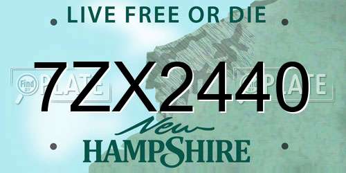 7ZX2440 New Hampshire License Plate