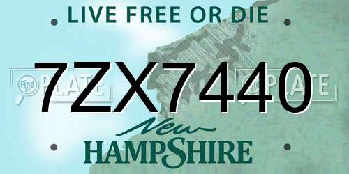 7ZX7440 New Hampshire License Plate