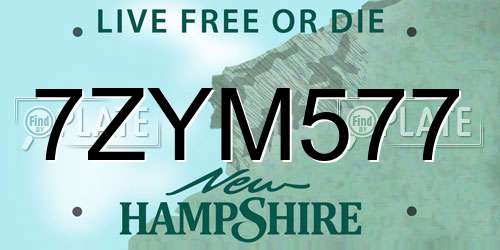 7ZYM577 New Hampshire License Plate