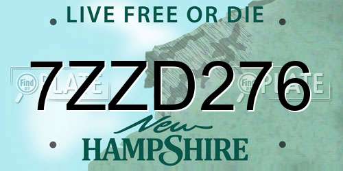 7ZZD276 New Hampshire License Plate