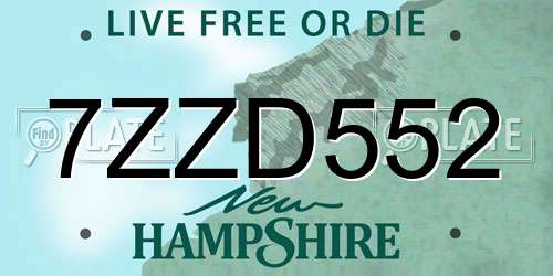 7ZZD552 New Hampshire License Plate