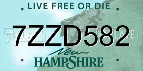 7ZZD582 New Hampshire License Plate