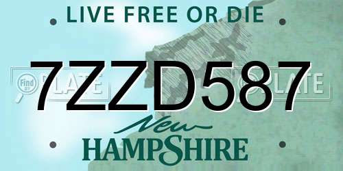 7ZZD587 New Hampshire License Plate