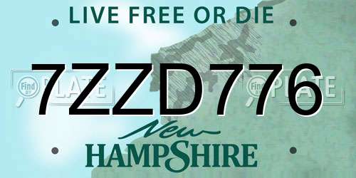 7ZZD776 New Hampshire License Plate