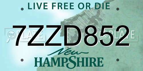 7ZZD852 New Hampshire License Plate