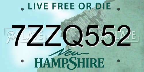 7ZZQ552 New Hampshire License Plate