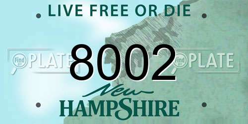 8002 New Hampshire License Plate