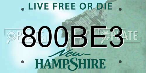 800BE3 New Hampshire License Plate