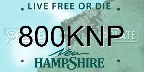 800KNP New Hampshire License Plate
