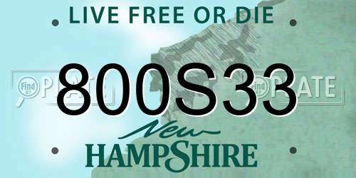 800S33 New Hampshire License Plate