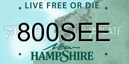800SEE New Hampshire License Plate
