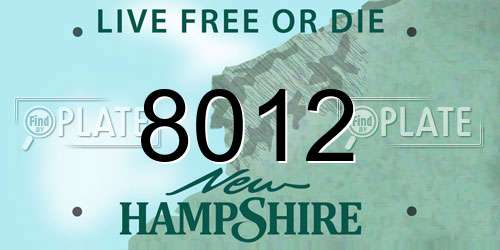 8012 New Hampshire License Plate