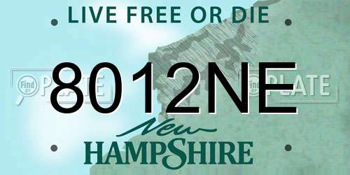 8012NE New Hampshire License Plate