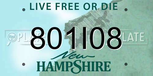 801I08 New Hampshire License Plate