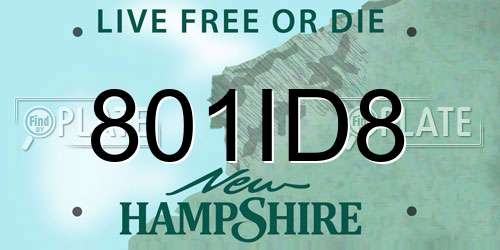 801ID8 New Hampshire License Plate