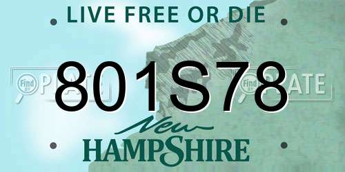801S78 New Hampshire License Plate