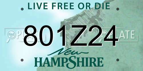 801Z24 New Hampshire License Plate